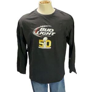 Men’s Black Bud Light NFL Beer Sponsor Super Bowl Long Sleeve T shirt Size XL